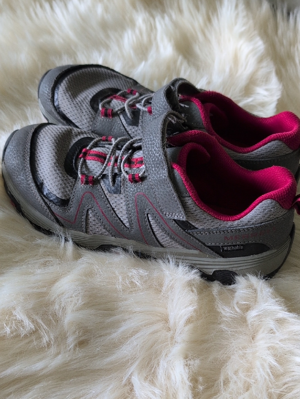Merrell Gray and Red Youth Athletic Walking Shoes